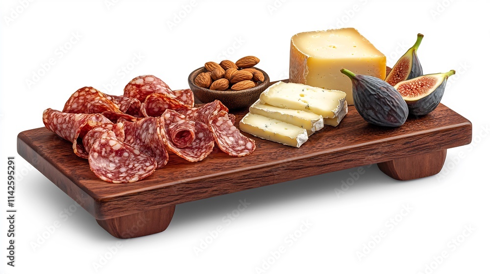 Rustic Wooden Charcuterie Board with Cured Meats Cheese and Fresh Figs Rustic Wooden Charcuterie Board with Cured Meats Cheese and Fresh Figs