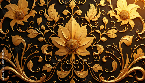 Golden Floral Swirls with Vintage Elegance