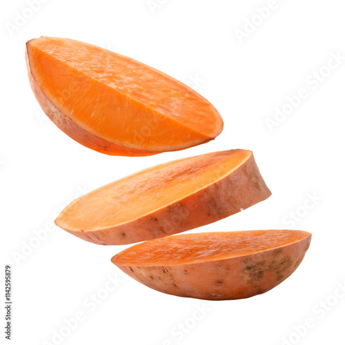 Sliced Sweet Potato isolated on transparent background cutout, Png, Cutout