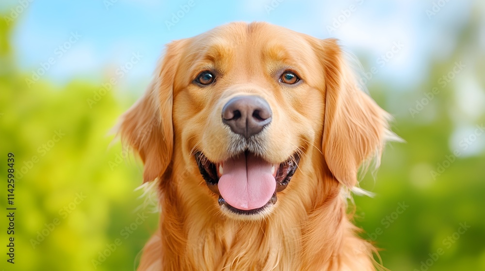 Happy Golden Retriever Smiling Outdoors in December Happy Golden Retriever Smiling Outdoors in December