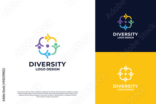 Diversity logo design. Abstract people logo concept