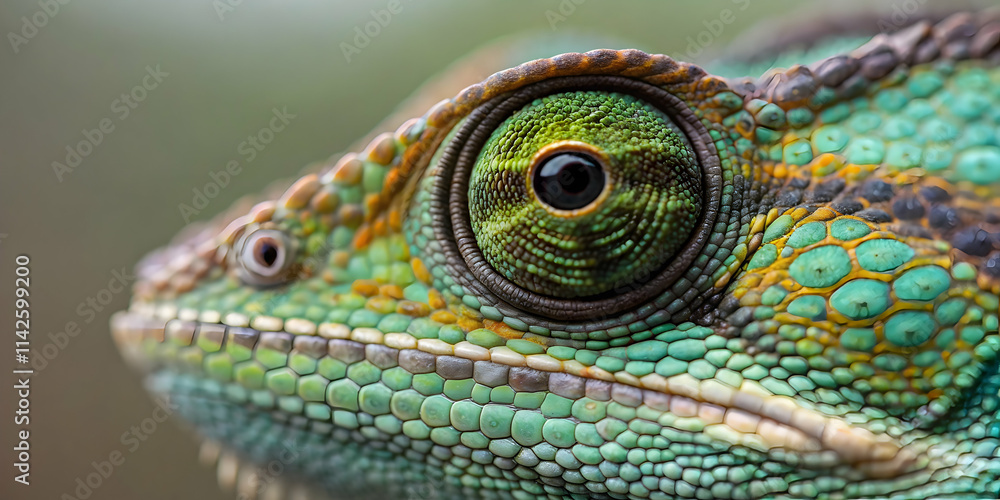 Obraz premium Isolated Macro Shot of Chameleon Eye with Detailed Texture