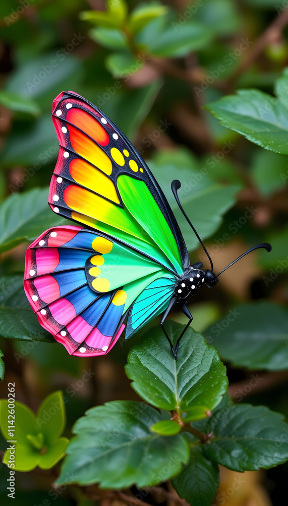 Naklejka premium Colorful butterfly in nature, origami. isolated with white highlights