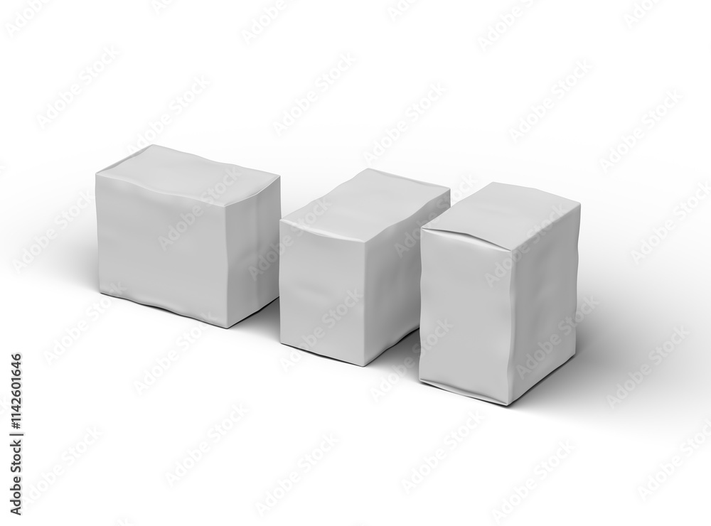 Rendered image of a small white rectangular dented box on a light background Rendered image of a small white rectangular dented box on a light background