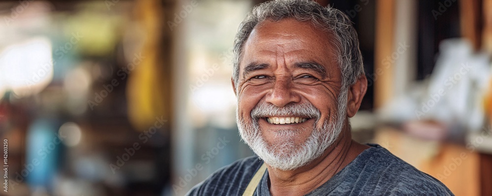 Portrait of a happy senior carpenter smiling at workshop Portrait of a happy senior carpenter smiling at workshop