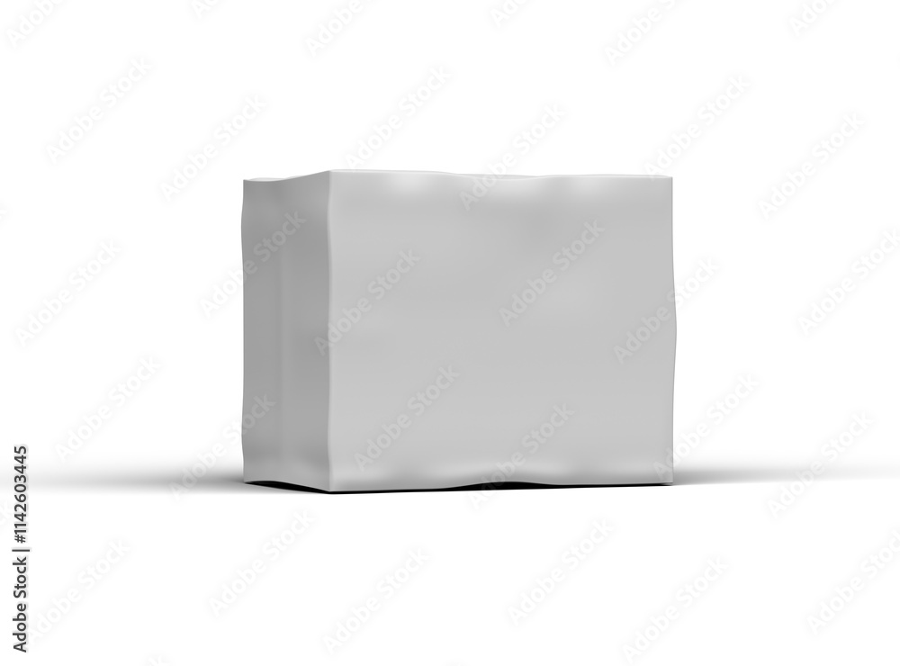 Rendered image of a small white rectangular dented box on a transparent background Rendered image of a small white rectangular dented box on a transparent background
