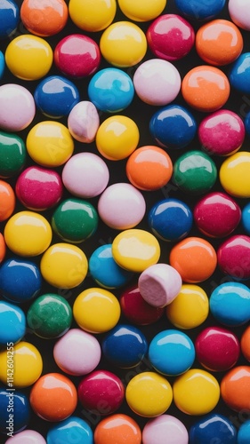 Colorful candy pieces arranged in a close-up vibrant composition photo