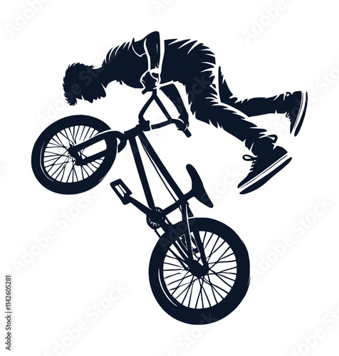 silhouette of bmx rider in action (artwork 4)