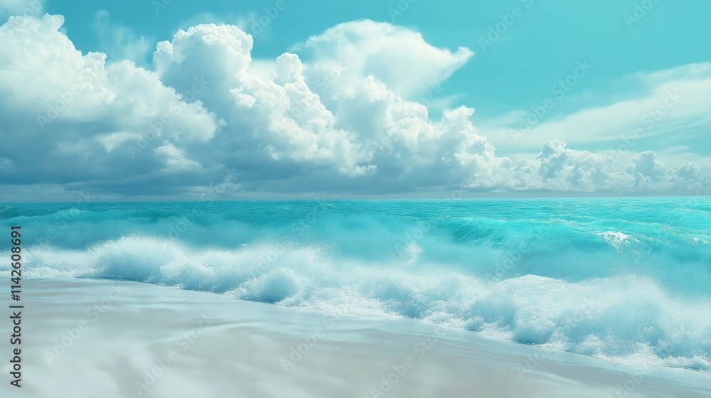 Tranquil ocean scene with gentle waves in a sandy beach Tranquil ocean scene with gentle waves in a sandy beach
