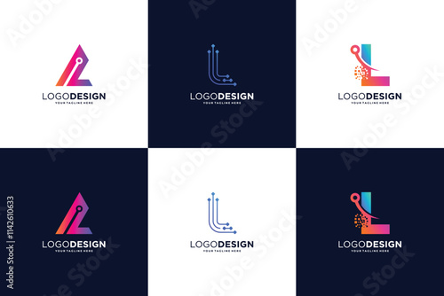 Digital Letter L Logo Design Collection