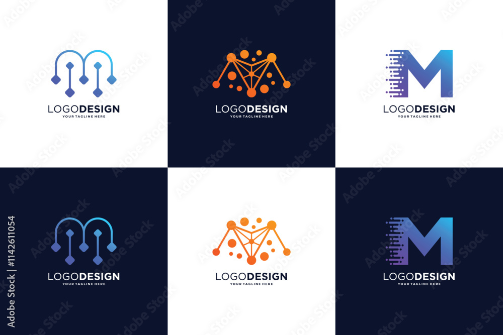 Set Of Letter M Digital Marketing Logo Design Set Of Letter M Digital Marketing Logo Design