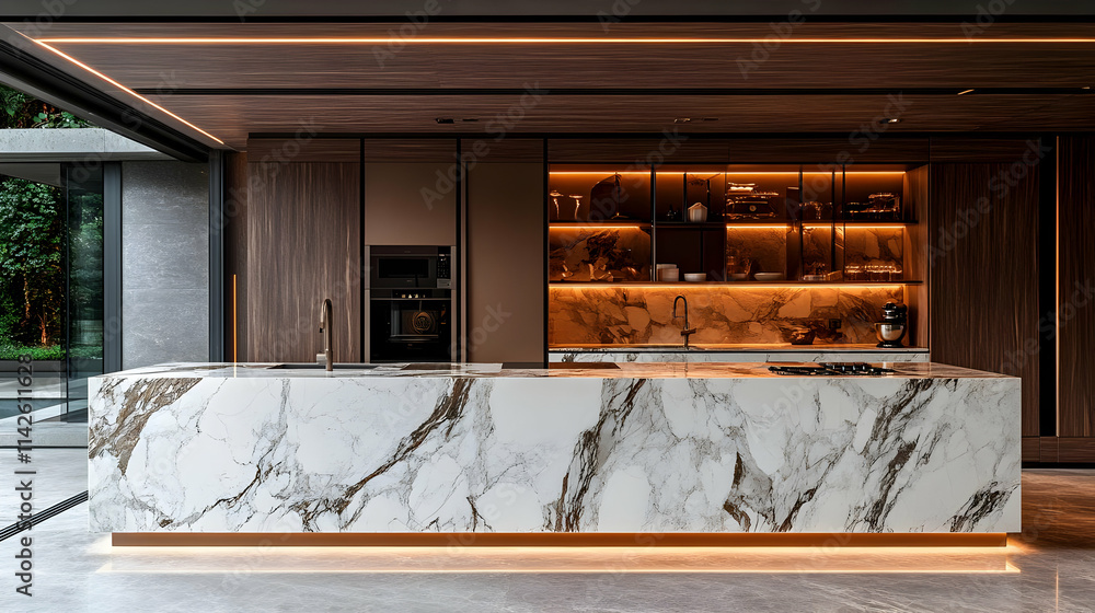 Obraz premium Modern Kitchen Interior Design 3D Illustration