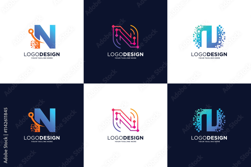 Letter N connect logo design inspiration Letter N connect logo design inspiration
