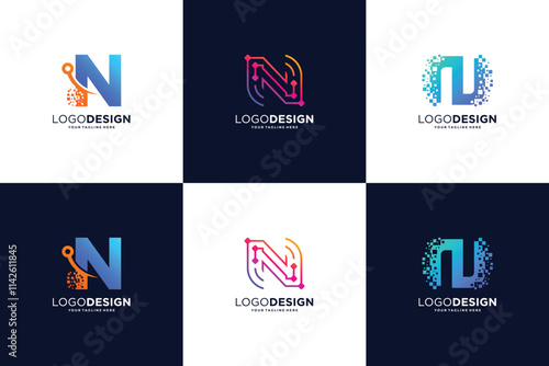 Letter N connect logo design inspiration