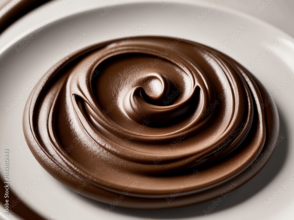 a close up of smooth creamy chocolate spread with a swirling texture a close up of smooth creamy chocolate spread with a swirling texture