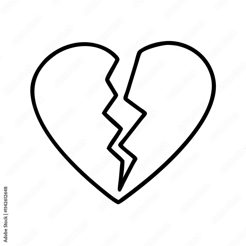 Broken heart icon symbolizing heartbreak and emotional pain Broken heart icon symbolizing heartbreak and emotional pain