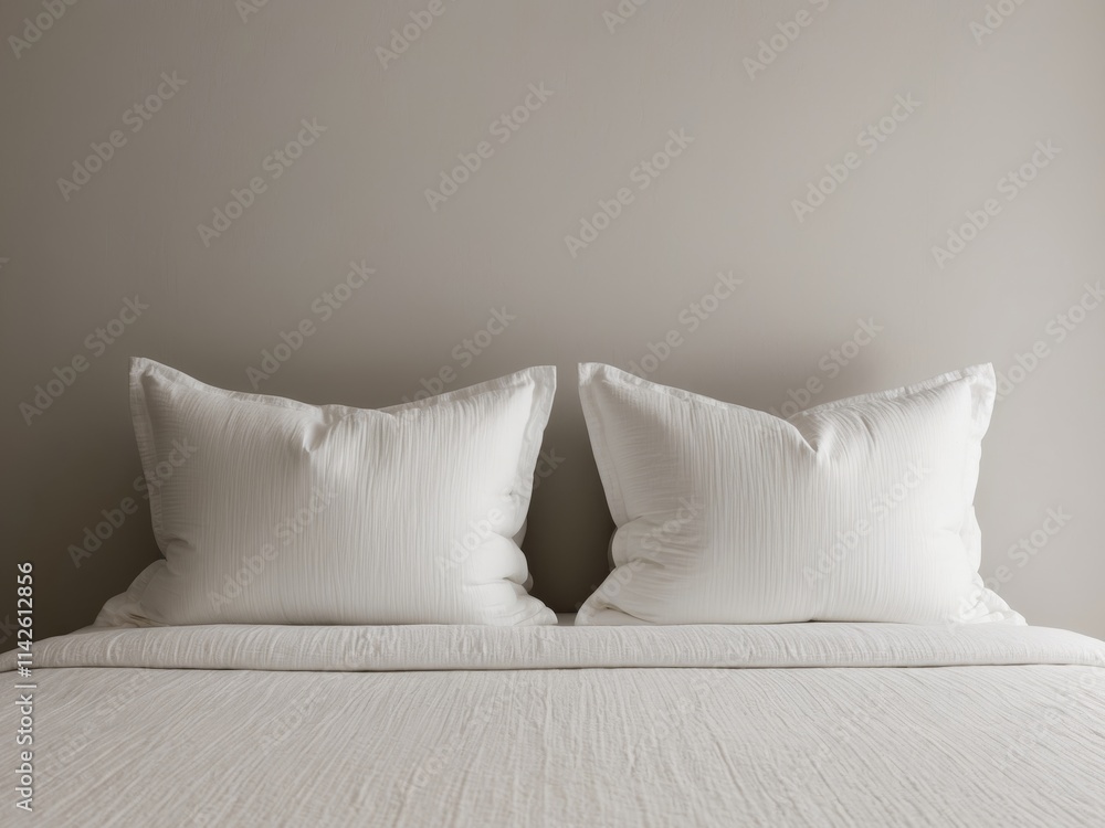 A bed with two white pillows on top of it A bed with two white pillows on top of it