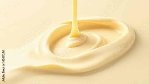 Wallpaper Mural White Chocolate: A silky stream of warm white chocolate pouring gracefully from above, with a creamy, glossy surface that emphasizes its soft, buttery texture Torontodigital.ca