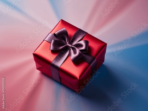 Wallpaper Mural Festive red gift wrapped in satin ribbon on a vibrant background for special occasions Torontodigital.ca