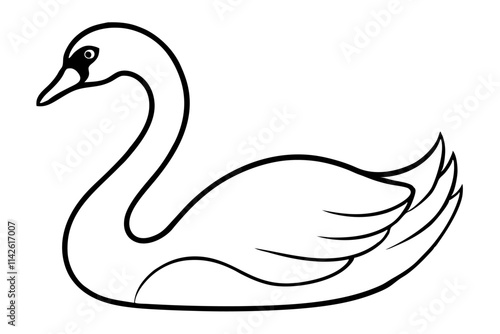  a black swan line art vector illustration photo