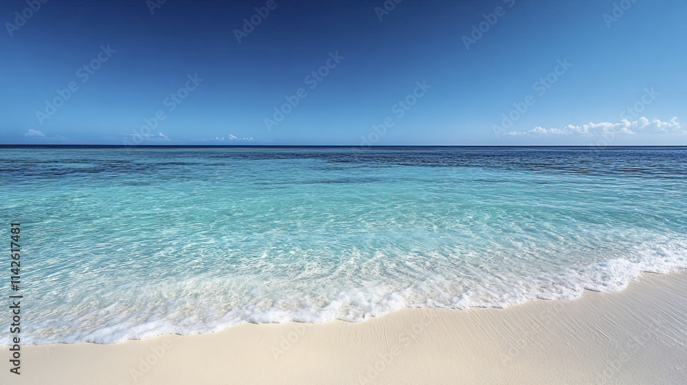 Fototapeta premium serene ocean view with clear blue water and sandy beach