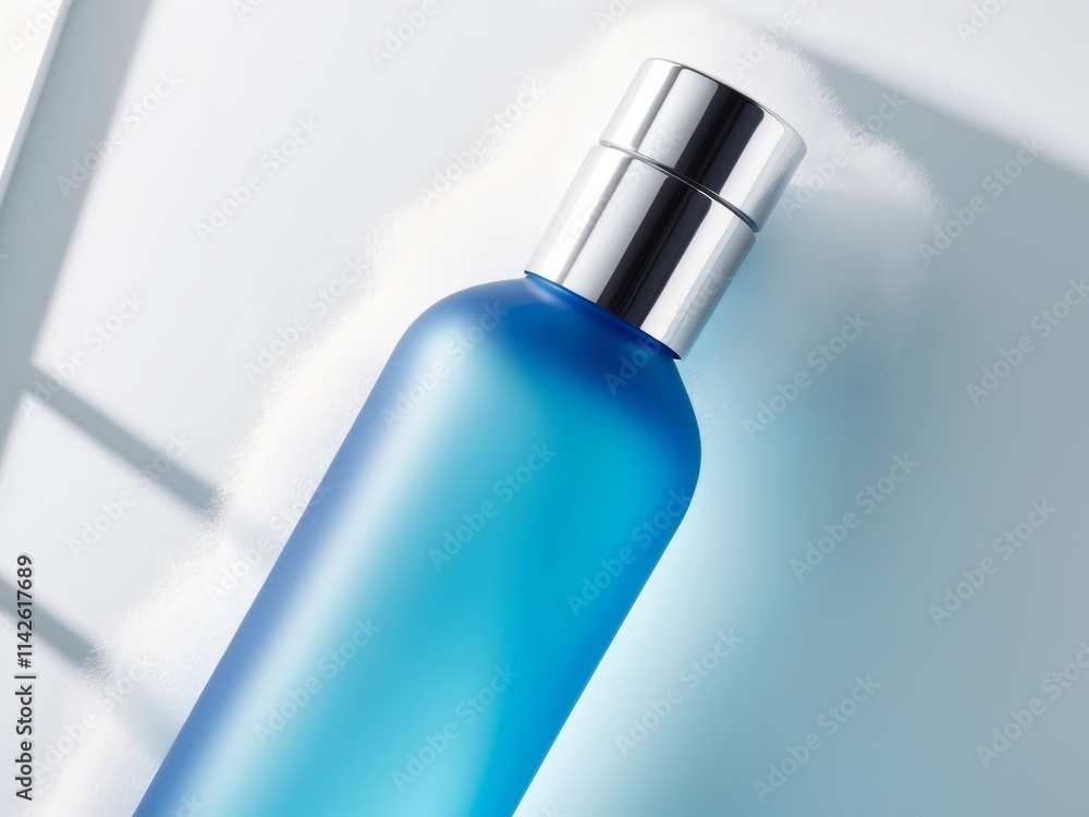 Frosted Blue Shampoo Bottle with Silver Cap Frosted Blue Shampoo Bottle with Silver Cap