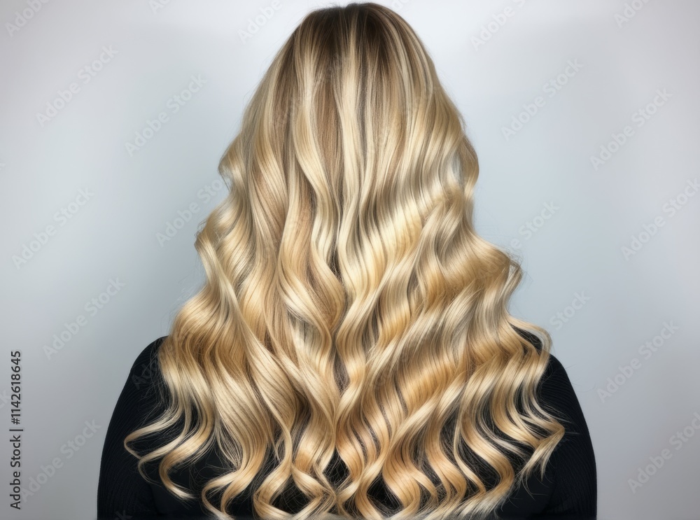 Beautiful long wavy blonde hair styled elegantly for a fashionable look Beautiful long wavy blonde hair styled elegantly for a fashionable look