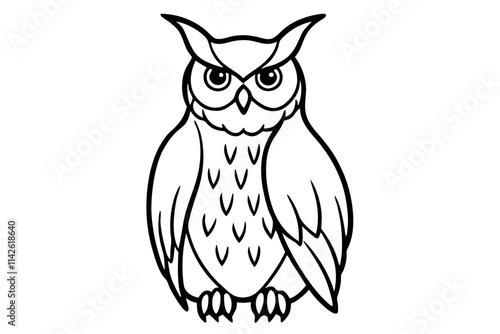  a eurasian eagle owl line art vector illustration