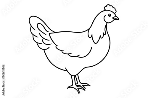  a hen line art vector illustration