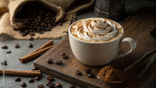 Artistic Whipped Cream Swirl on Coffee