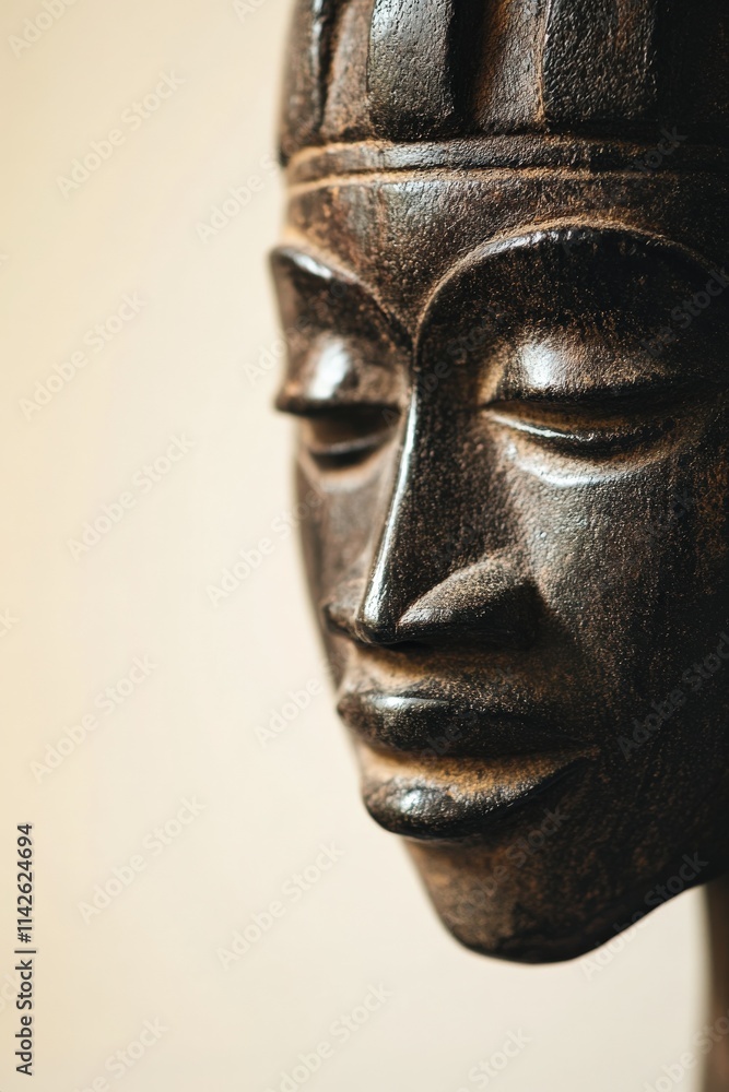 Close-Up of African Ancestral Mask on Neutral Background Close-Up of African Ancestral Mask on Neutral Background