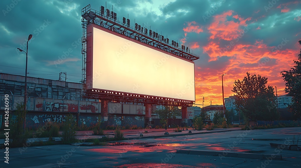 Photo realistic white blank billboard displaying at a crowded sports stadium, mock-up, random place Photo realistic white blank billboard displaying at a crowded sports stadium, mock-up, random place