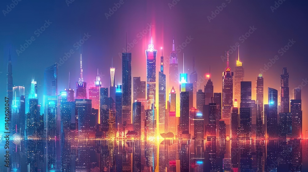 Fototapeta premium Neon City Lights