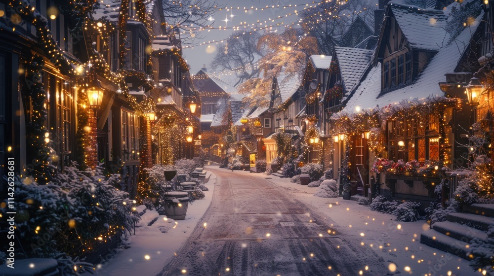 Enchanting Christmas Village: A Snowy Evening Stroll Through a Festive Town Enchanting Christmas Village: A Snowy Evening Stroll Through a Festive Town