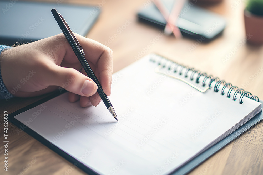 Creative writing session home office notebook and pen cozy environment close-up view inspiration Creative writing session home office notebook and pen cozy environment close-up view inspiration