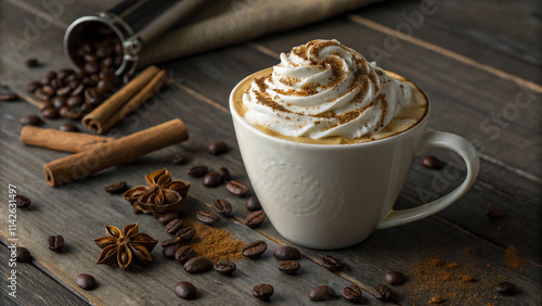 Artistic Whipped Cream Swirl on Coffee