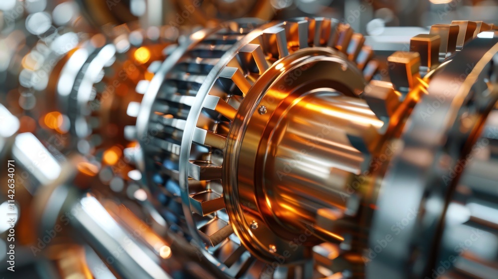 Intricate Gear Mechanism: A Close-Up of Industrial Precision Intricate Gear Mechanism: A Close-Up of Industrial Precision