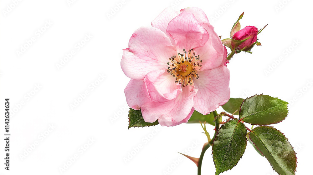 Obraz premium Rambling Rose on an isolated white background, object focused, png, stock image, hd quality