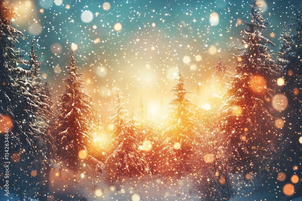 Festive Winter with Shimmering Lights and Nature Festive Winter with Shimmering Lights and Nature