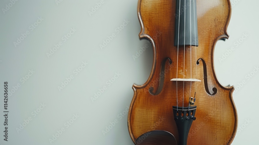 Close-up of a violin against a minimalist background Close-up of a violin against a minimalist background