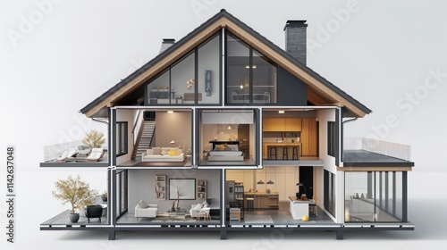 Modern House Interior Design: A Cross-Section View of a Stylish Home