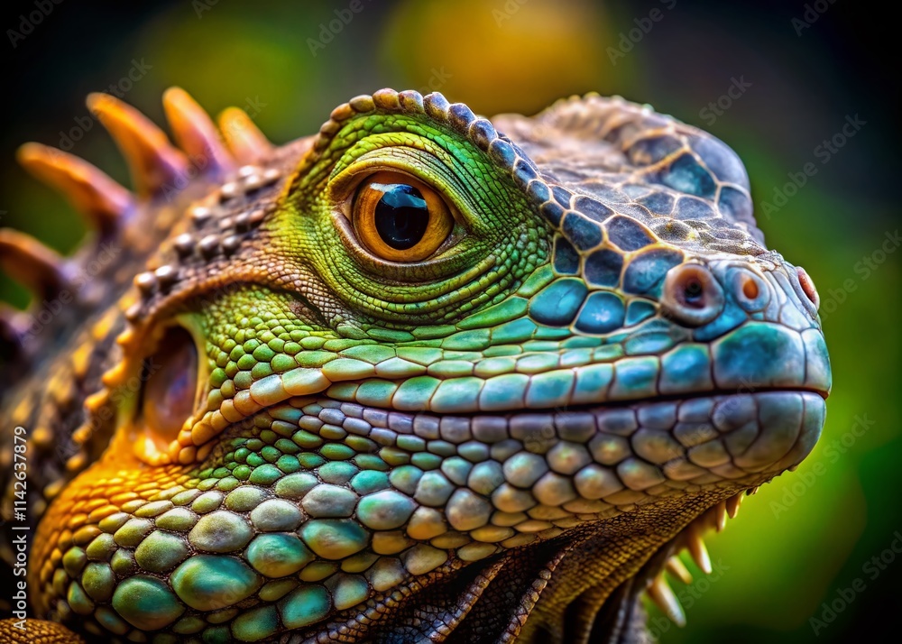 Fototapeta premium Grumpy Lizard Portrait Photography: Reptilian Expressions, Close-Up Reptile Face, Angry Lizard, Scaly Skin Texture, Pet Lizard Photo