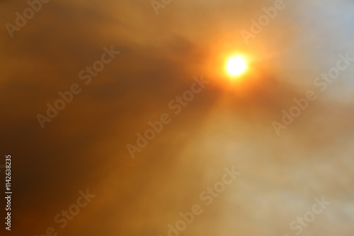 RED SUNLIGHT - COVERED BY FIRE SMOKE AROUND THE PORTUGAL