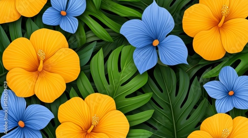 Wallpaper Mural Tropical Floral Seamless Pattern Design Torontodigital.ca