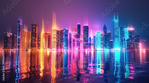 Neon Cityscape Reflection