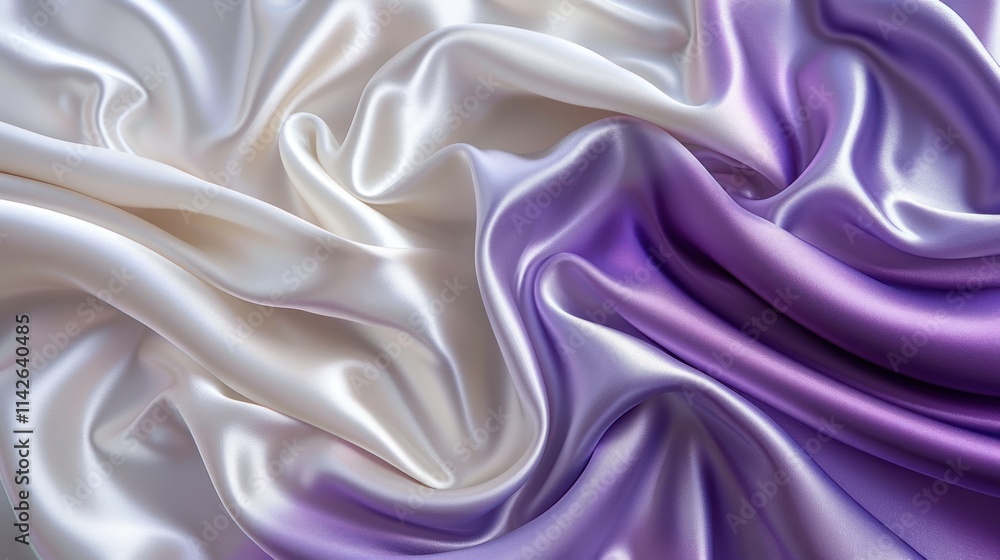 Fototapeta premium Flowing White and Purple Silk Fabric