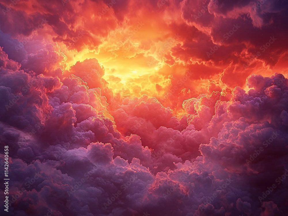 Fototapeta premium Fiery sunset with dramatic clouds.