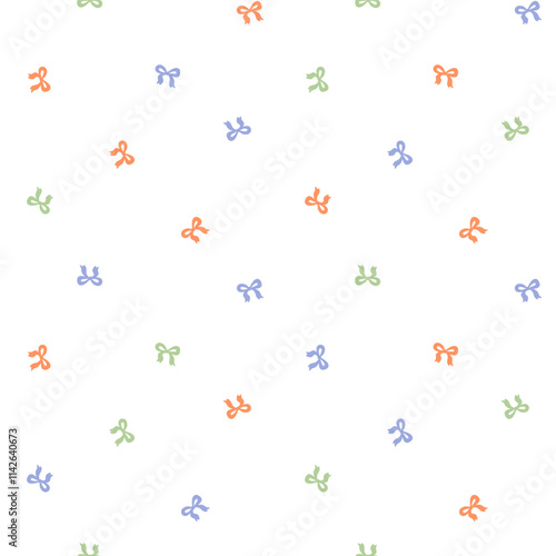 Seamless pattern with small colorful bow