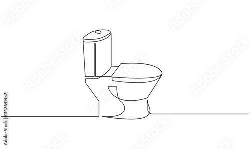 Toilet icon high commode one continuous simple line drawing concept of hygienic minimalist