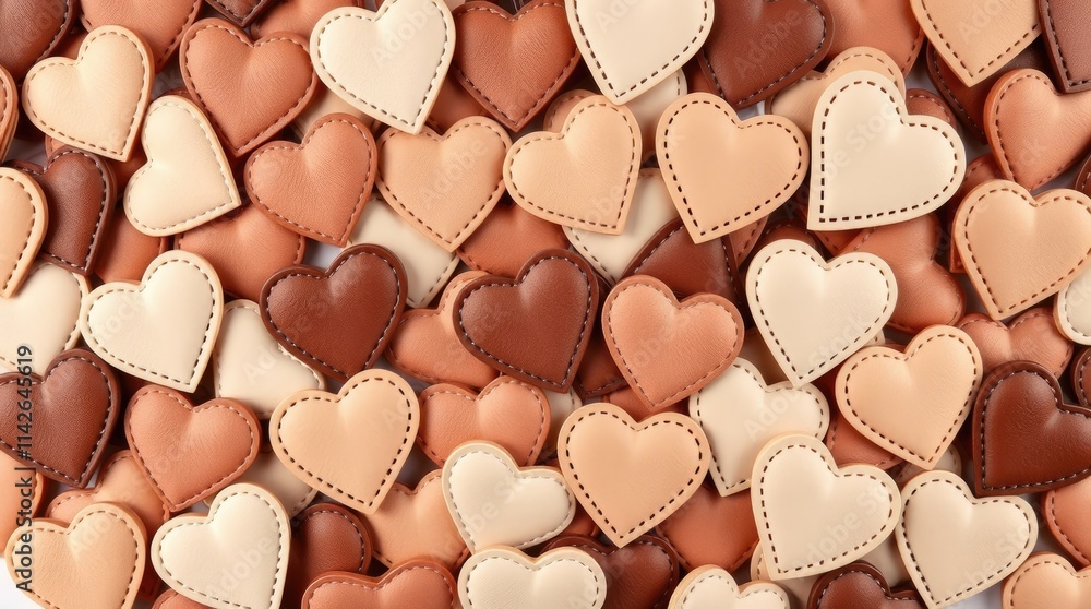 A charming collection of heart-shaped stickers in warm shades of brown and beige, ideal for adding a personal touch to Valentine's Day cards and gifts A charming collection of heart-shaped stickers in warm shades of brown and beige, ideal for adding a personal touch to Valentine's Day cards and gifts